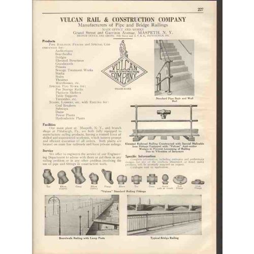 vulcan rail construction company 1931 pipe stair wall vintage catalog