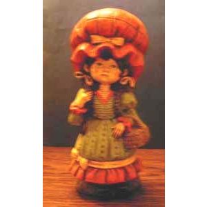 Ceramic Girl with Big Orange Hat carrying Basket :: FREE Shipping