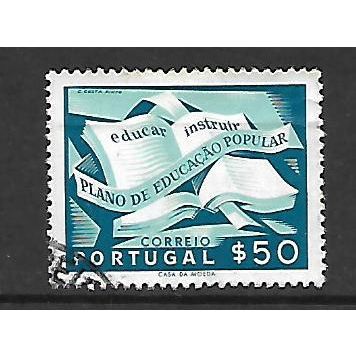 PORTUGAL 1954 EDUCATION PLAN 50c BLUE SG 1112 FINE USED#