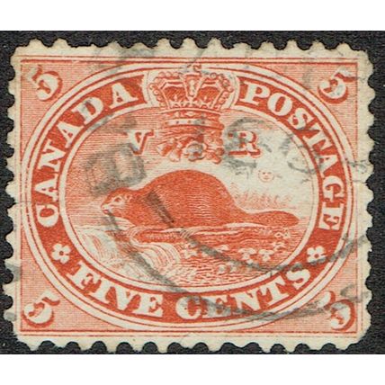 Canada 1859 Beaver 5c Pale Red SG31 FU