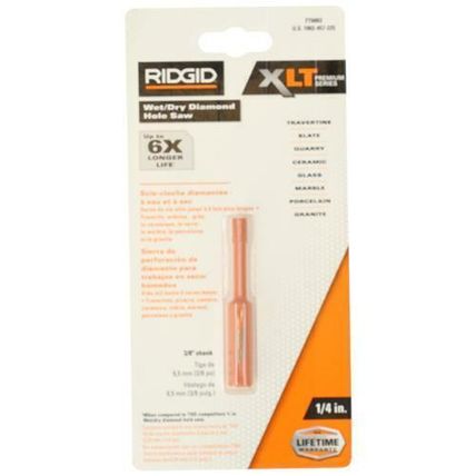 Ridgid 1/4'' Wet Dry Diamond Hole Saw 6x Longer Life FT6003 ceramic glass tile