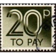 1982 Postage Due 20p Value, Olive Green. Fine Used