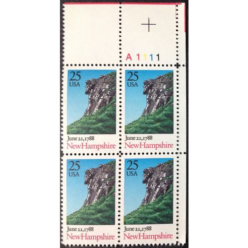 US Stamp #2344 mint: 1988 25c New Hampshire Statehood - MNH plate block