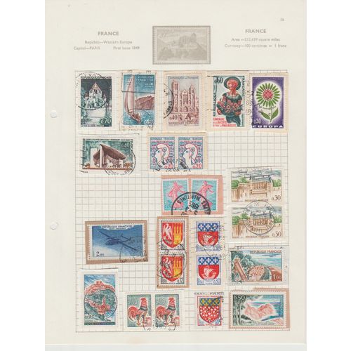France page of 23 with resorts sailing and shield commemoratives plus others