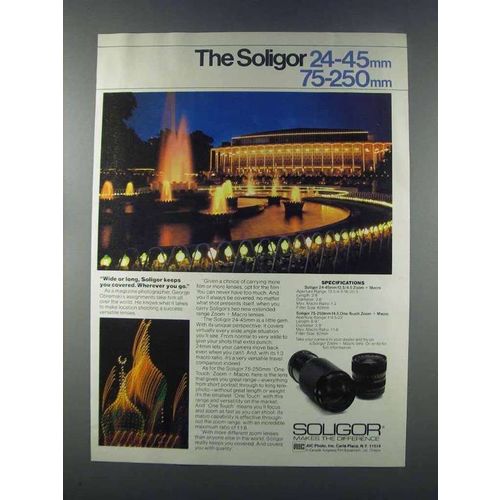 1981 Soligor 24-45mm and 75-250mm lenses Ad