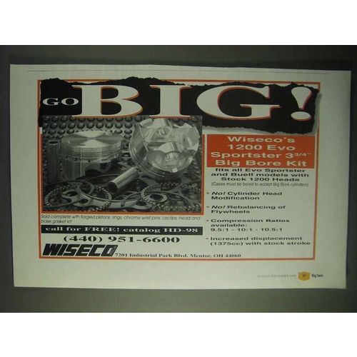 1999 Wiseco 1200 EVO Sportster 3 3/4 Big Bore Kit Ad