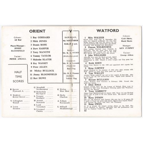 1968-69 ORIENT v WATFORD (Very Good Condition - No Writing)