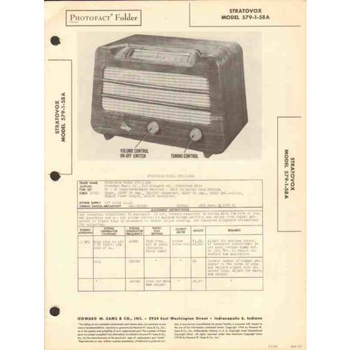 STRATOVOX model 579-1-58A AM radio receiver Sams Photofact manual