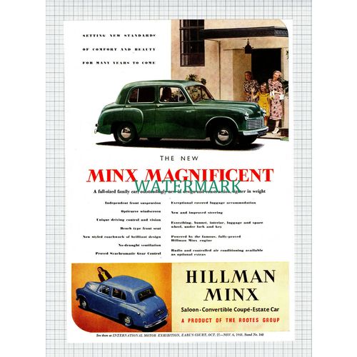 (X16) Hillman Minx Car Advert - 1948 Cutting