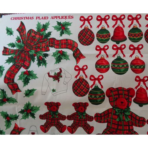 Christmas Plaid Appiques Fabric Material Sewing Crafting Ornaments Bears