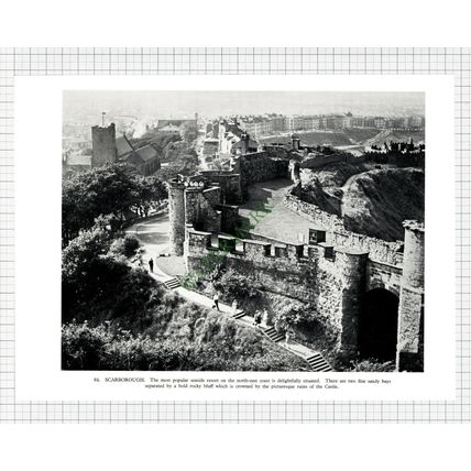 9313) Scarborough Castle / Robin Hood's Bay - 1958 Book Print