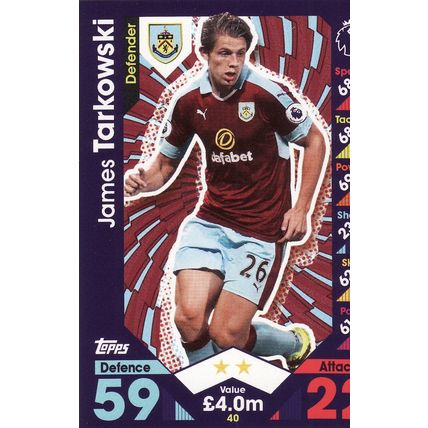 Match Attax 2016/2017 40 James Tarkowski Burnley