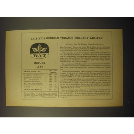 1966 BAT British American Tobacco Company Limited Advertisement