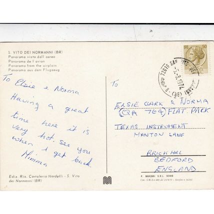 S Vito dei Normanni Italy Postcard 1974 used corner crease
