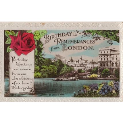 Birthday Remembrances From River Thames London Old Postcard