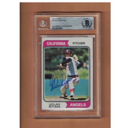 Nolan Ryan AUTOGRAPHED 1974 TOPPS BASEBALL CARD SIGNED CALIFORNA ANGELS BECKETT