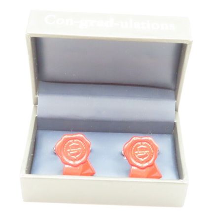 Red Seal Graduation Cufflinks Metal Boxed Gift Christmas Study Degree