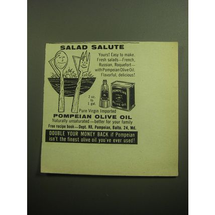 1958 Pompeian Oilve Oil Ad - Salad Salute