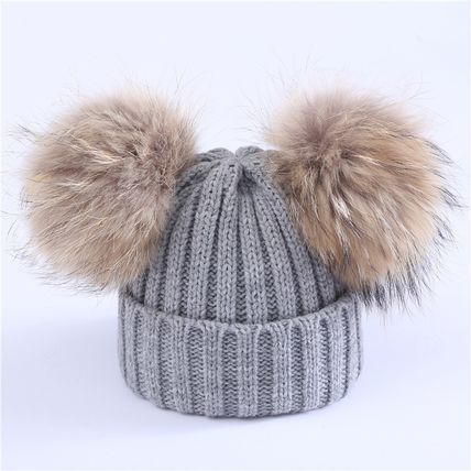 Baby Double Pom Pom Cap Beanie Hat