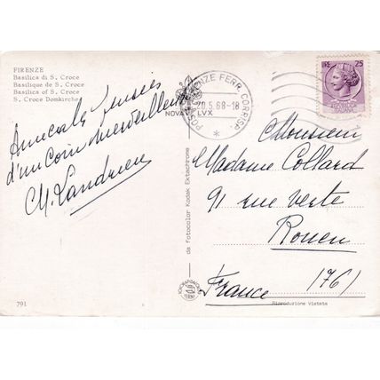 Firenze Basilica S Croce Italy Postcard posted 1968 VGC