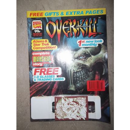 Overkill #43 1993 British Marvel Comic with Free Gift 3-D glasses and cards
