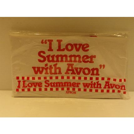 I Love Summer with Avon Apron Vintage NIP White with Red Vintage 1987