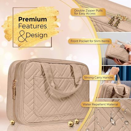 BOACAY Hanging Travel Toiletry Bag Large for Make up, Toiletries Camel Brown.