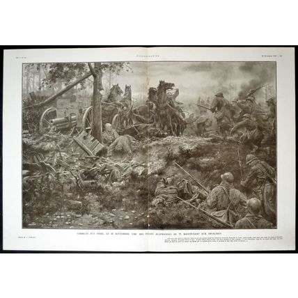 CAPTURED GERMAN ARTILLERY PIECE 1915 José Simont FRANCE WORLD WAR I PRINT