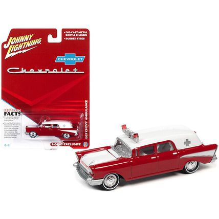 1957 Chevrolet Ambulance Kosmos Red and White with White Interior 1/64 Diecas...