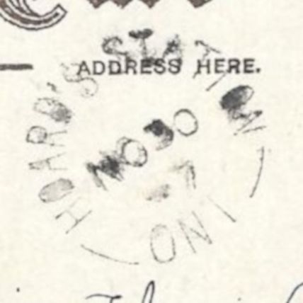 Hoard's Station, Ontario split ring cancel, 1907 Northumberland County