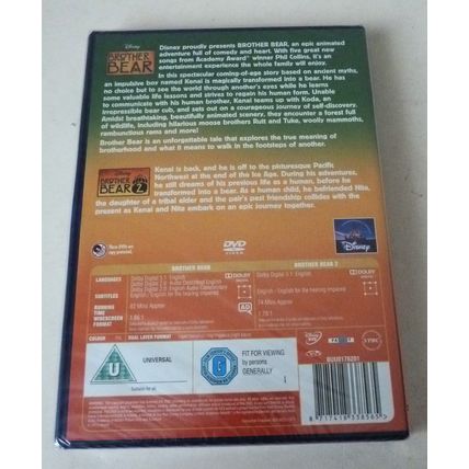 DISNEY DOUBLE MOVIE SET - BROTHER BEAR & BROTHER BEAR 2 - REGION 2 DVD - NEW