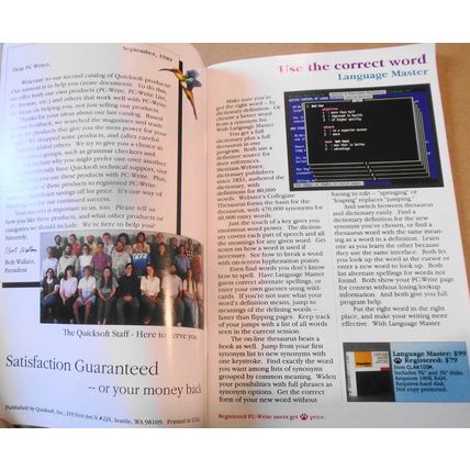 PC-Write and Friends Catalog, 1989 - by Quicksoft, Inc. [Shareware pioneers]