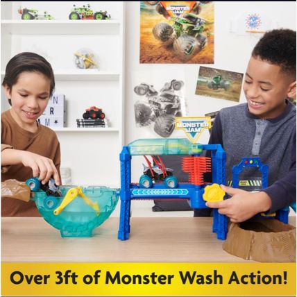 Monster Jam, Megalodon Monster Wash, Includes Color-Changing Truck, Interactive