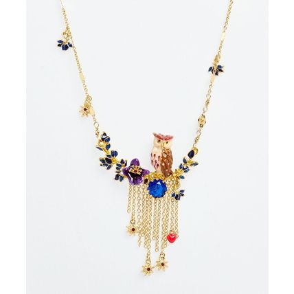 LES NEREIDES PARIS Gold Plated Owl Pendant Necklace NEW