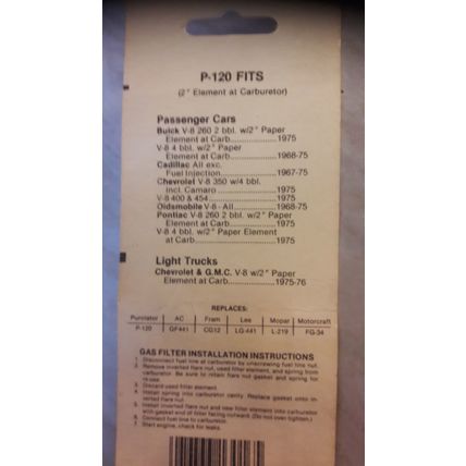 PUROLATOR P-120 BUICK CADILLAC CHEVROLET OLDS PONTIAC NEW OLD STOCK FUEL FILTER