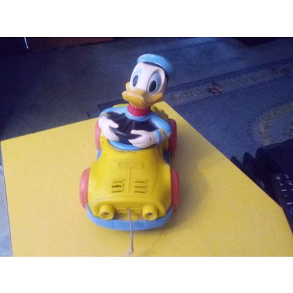 Old Vintage Kohner Walt Disney Donald Duck Pull Car Working Condition 1973