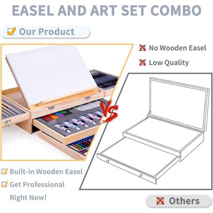 85 Piece Deluxe Wooden Art Supplies, Art Kit with Easel and Acrylic Pad, Art Set