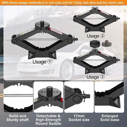 Upgrade 3 in 1 Car Jack Kit for Tesla Model Y/3/S/X, Coupe,Sedan,Suv,Mpv&Truck,S