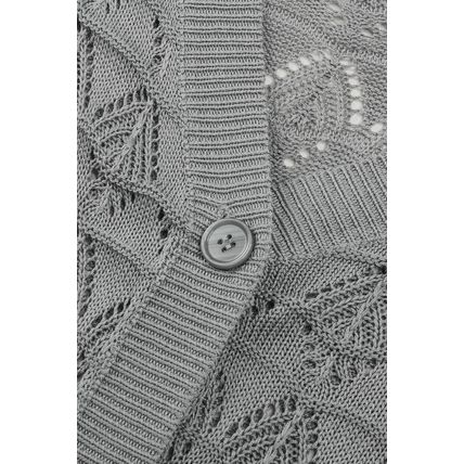 Gray Lightweight Buttoned Front Crochet Cardigan