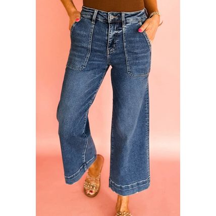 Ashleigh Blue Cropped High Rise Wide Leg Jeans