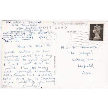 ED25 BURGHFIELD - H.M.S. DAUNTLESS-QUARTER DECK. W.R.N.S. RP POSTCARD