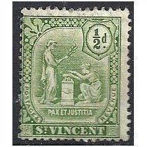 St Vincent 1907 SG94 1/2d Green Mounted Mint ..