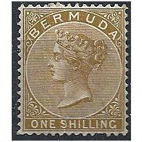 Bermuda 1893 SG29b 1/- Olive-Brown Wmk Crown CA Mounted Mint...