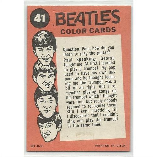 BEATLES ' ORANGE back ' card # 41 ( 1964 )
