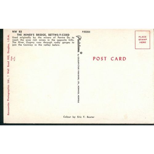 Vintage Plastichrome PC - Miner's Bridge, Betws-y-Coed, N. Wales - P50285 NW83
