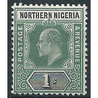 Northern Nigeria 1902 SG16 1/- Green & Black Mounted Mint . . ..