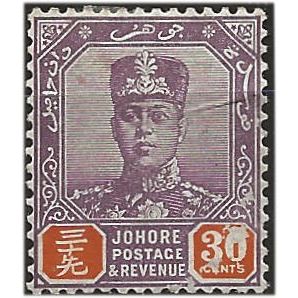 Johore 1936 SG117 30c Dull Purple & Orange (slight rub) Mounted Mint .. .