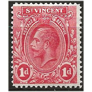 St Vincent 1921 SG132 1d Carmine Mounted Mint . ..