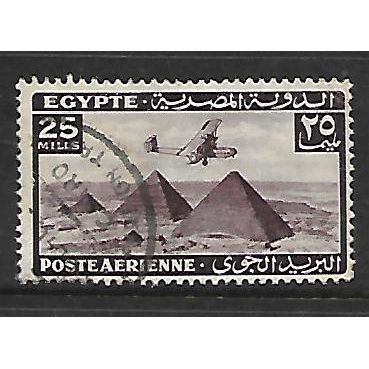 EGYPT 1941 AIR 25M PURPLE HANDLEY PAGE HP 42 OVER PYRAMIDS SG287a FINE USED