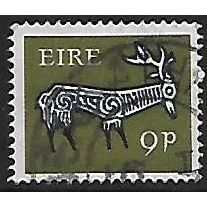 Mi 219: 9d. deep olive/black Definitive Stamp: Early Irish Art: Deer
